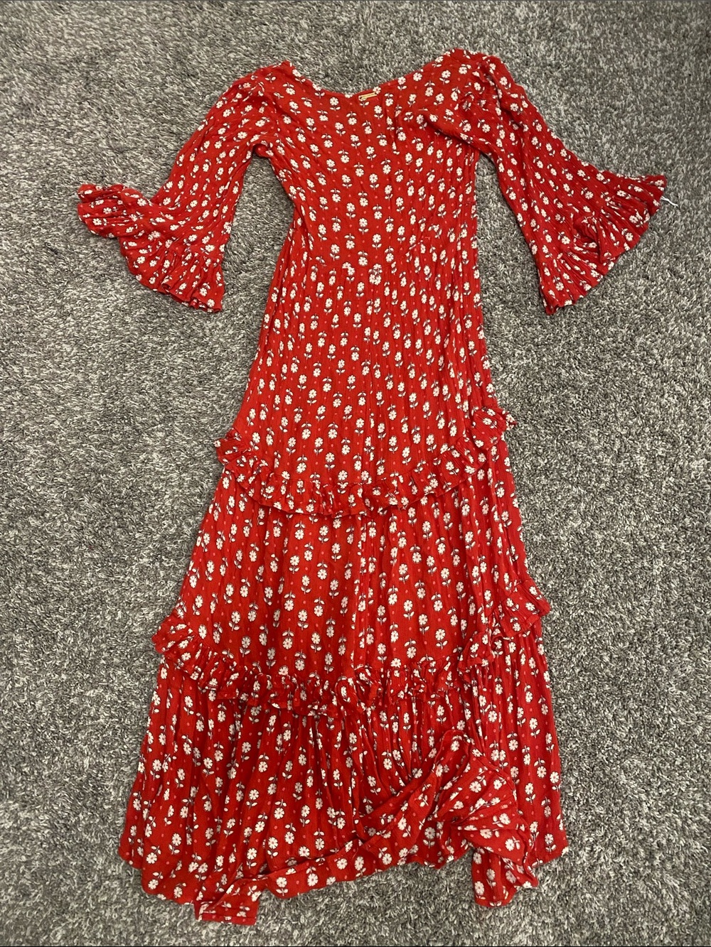 Billabong Red Floral Tiered Maxi Dress - Picture 3 of 3